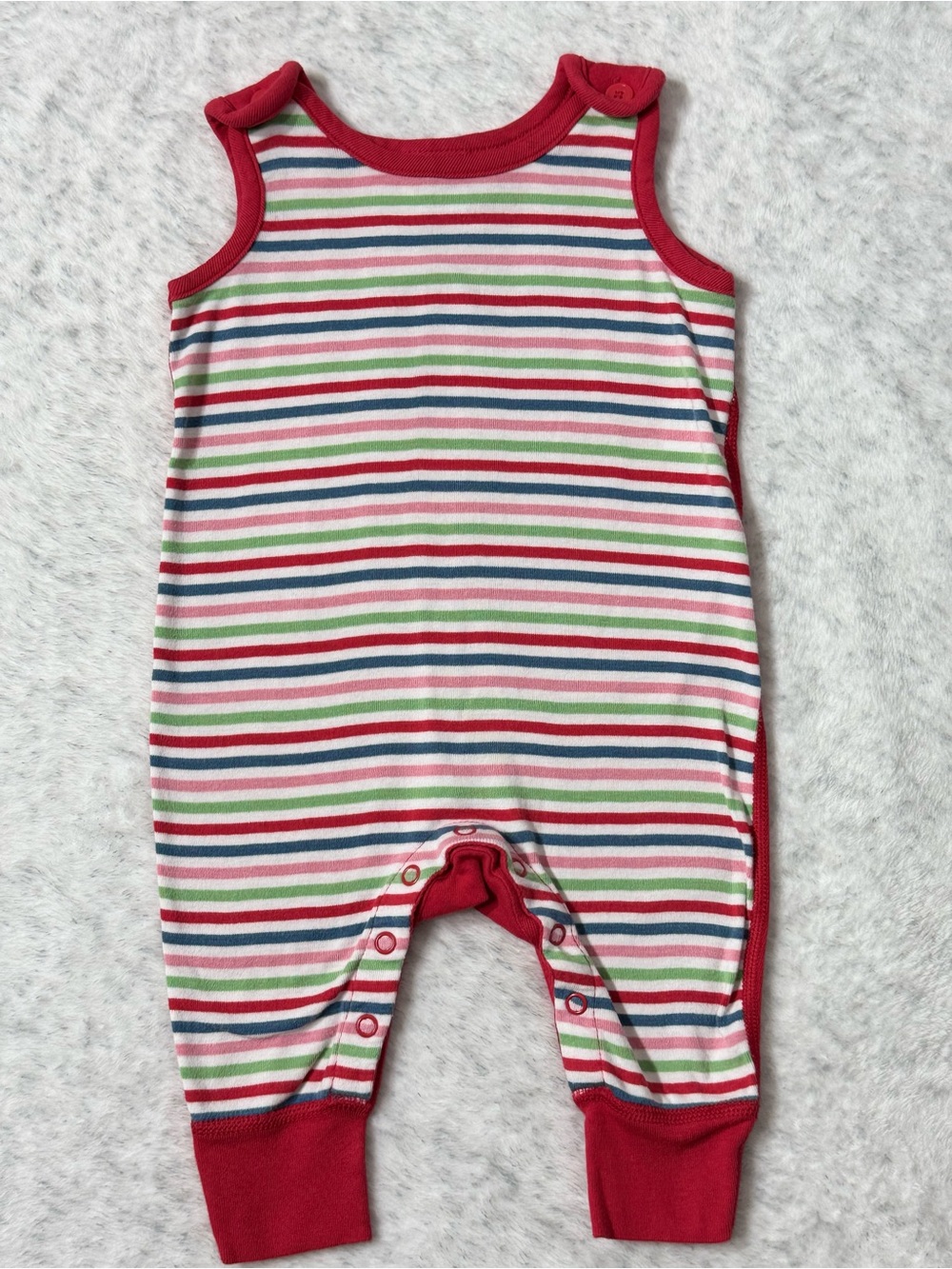Hanna Andersson Multicolor Stripe Romper Overalls 3-6M Baby Cotton Rainbow